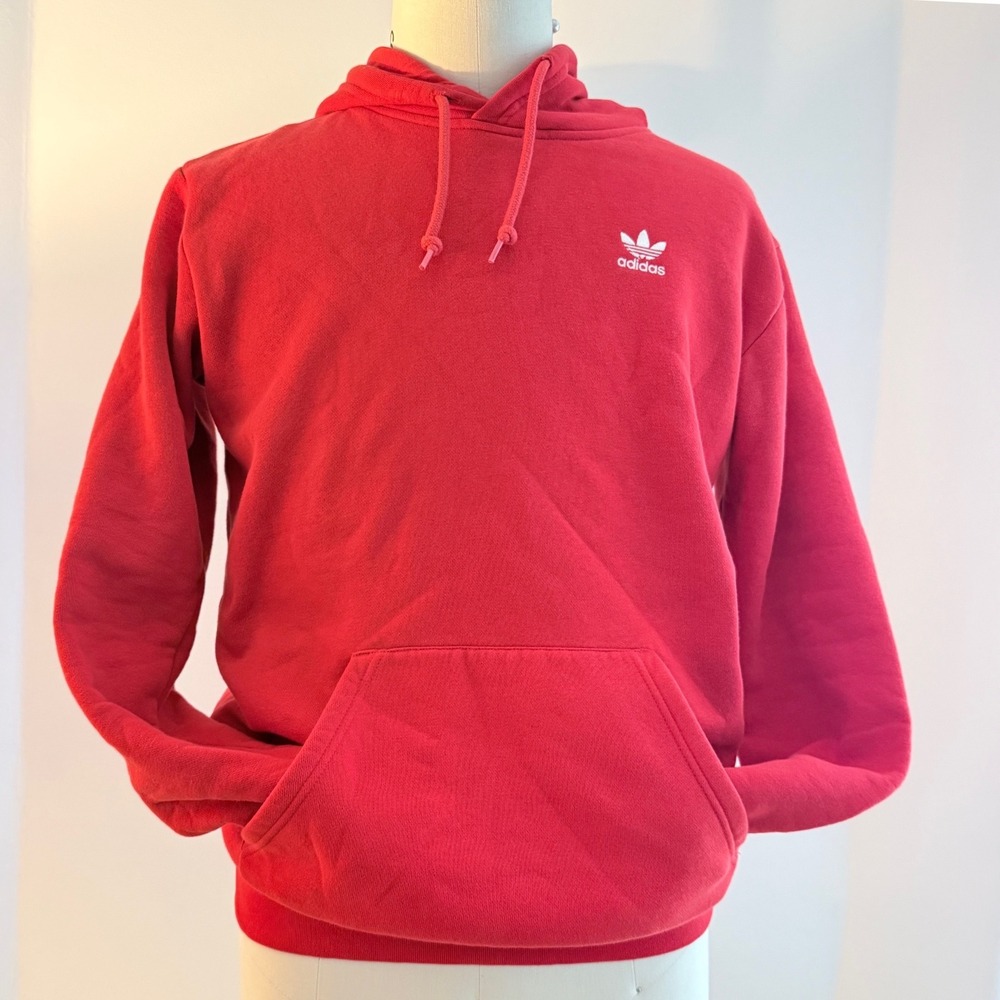 Adidas Originals Mens Trefoil Hoodie Red Fleece Pullover Sweatshirt